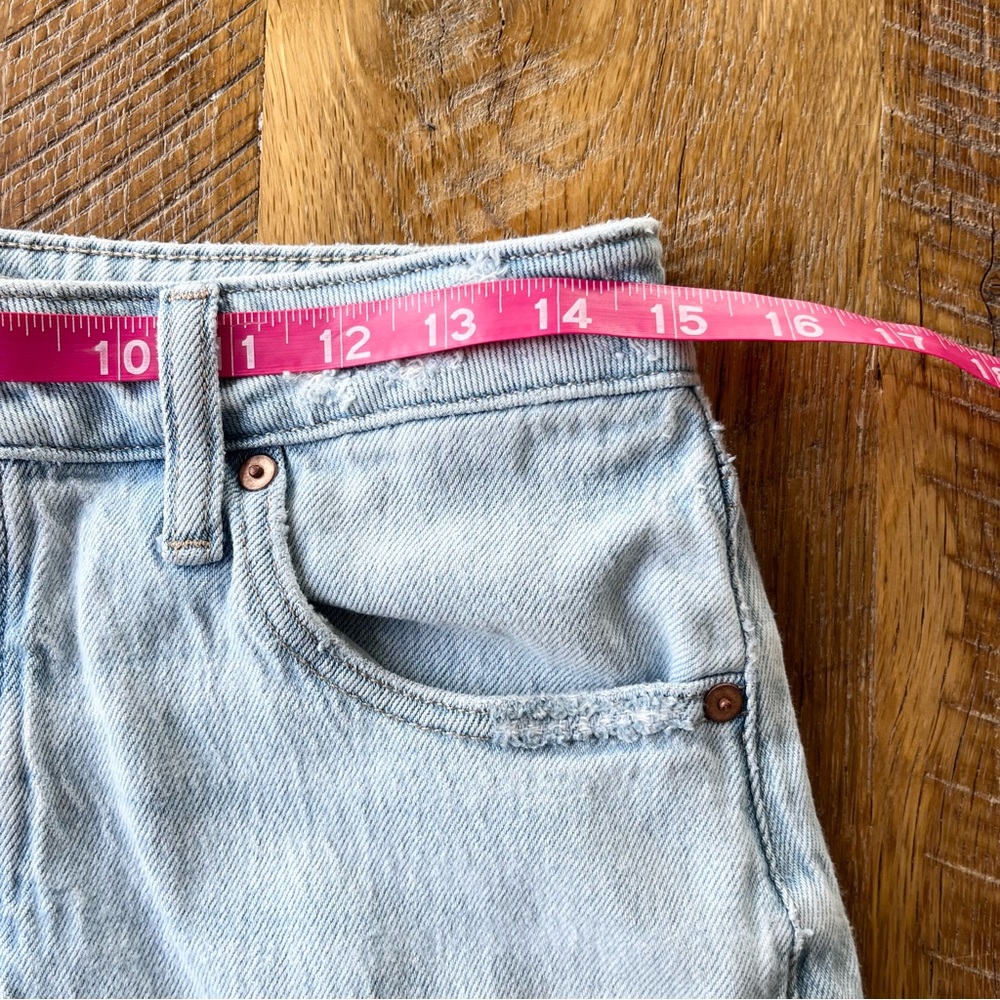 Goldie Blues Brooklyn High Rise Straight Crop Jeans Distressed Raw Hem 8 - Picture 6 of 11